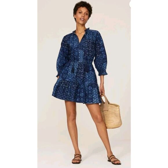 Lauren Ralph Lauren Eyelet Puff Sleeve Tiered Patchwork Dress Sz 8 NWT MSRP $185 - Picture 2 of 16